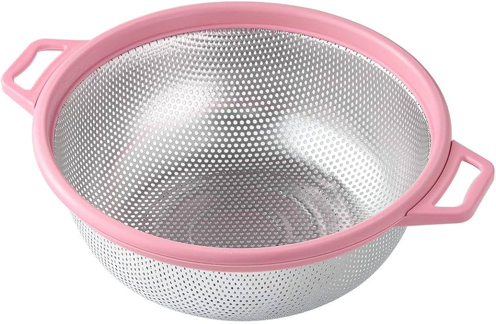 HiramWare Stainless Steel Colander With Handle and Legs, Large Metal Pink Strainer for Pasta, Spa... | Amazon (US)