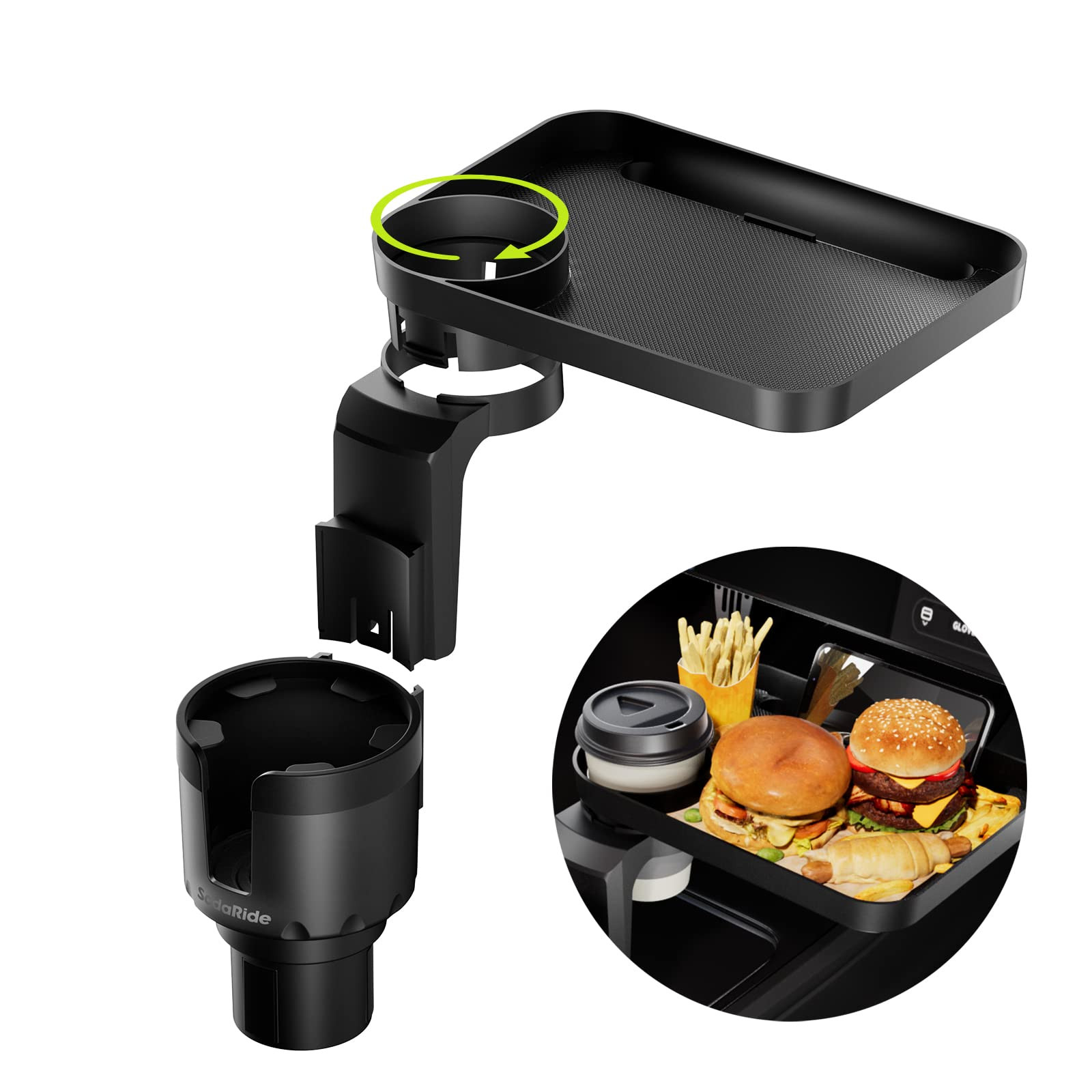 Car Cup Holder Tray -Expander- 3 in 1 Detachable Food Table Tray with Solid Base - Road Trip Esse... | Amazon (US)
