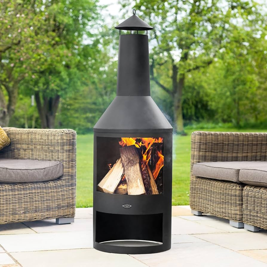 Harrier Steel Chiminea Fire Pits - Small/Medium/Large Outdoor Log Burner | Steel Chiminea Patio H... | Amazon (UK)