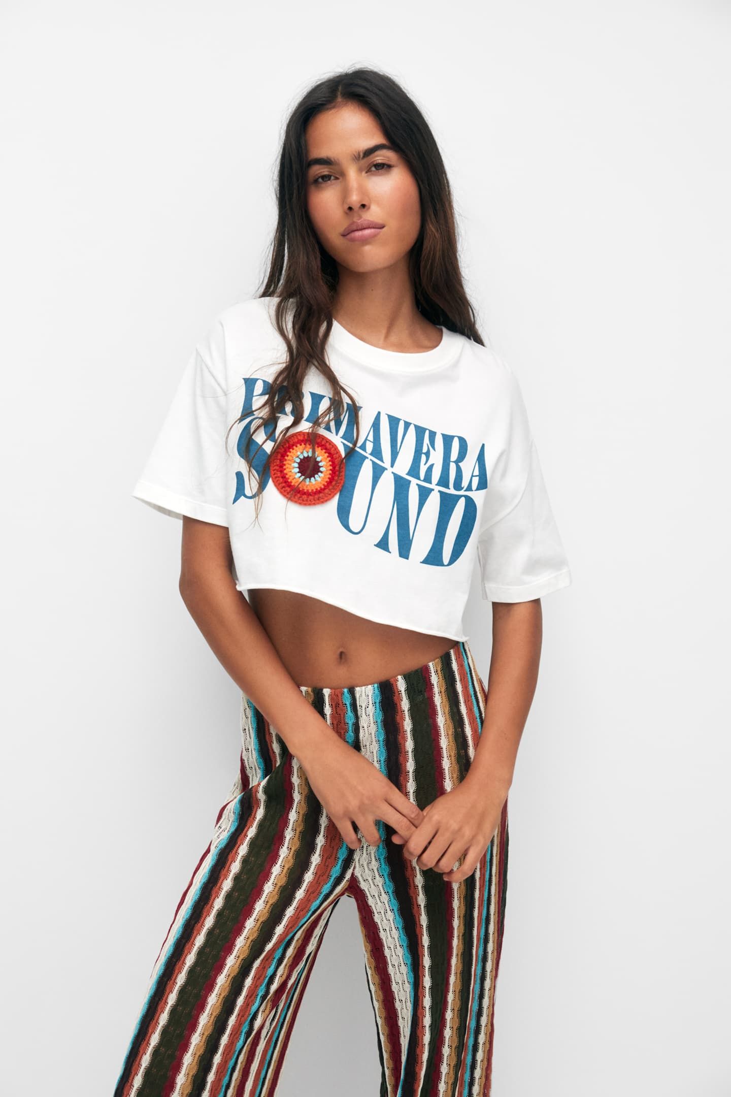 Primavera Sound T-shirt with crochet detail | PULL and BEAR UK
