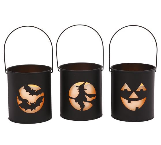 Black Metal Halloween Lanterns - Set of 6 | Pottery Barn (US)