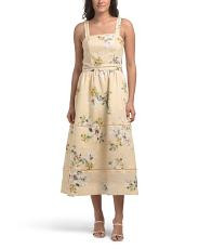 Linen Blend Sleeveless Cami Tiered Maxi Dress With Smocked Back | TJ Maxx