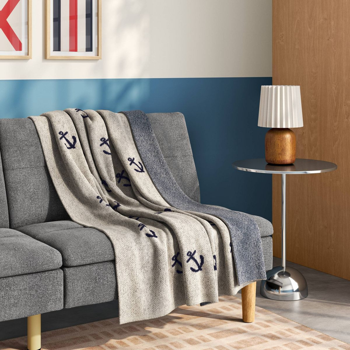 Anchor Throw Blanket Ivory/Blue - Room Essentials™ | Target
