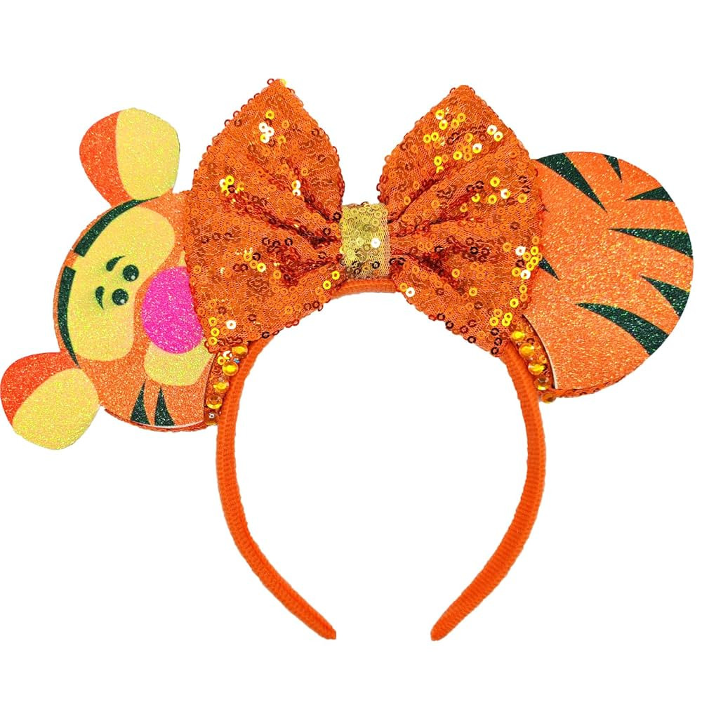 ZHENNAN Mouse Ears Headbands for Women, Glitter Cute Tigger Ears Hairbands for Men, Tigger Costum... | Amazon (US)