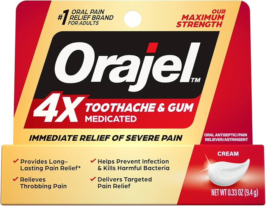 Orajel 4X for Toothache & Gum Pain: Severe Cream Tube 0.33oz- From Oral Pain Relief Brand | Amazon (US)
