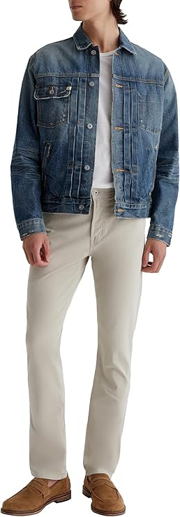 AG Adriano Goldschmied Men's Everett Slim Straight Sueded Sateen Pant | Amazon (US)