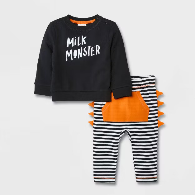 Baby Boys' 'Milk Monster' French Terry Top & Bottom Set - Cat & Jack™ Black | Target