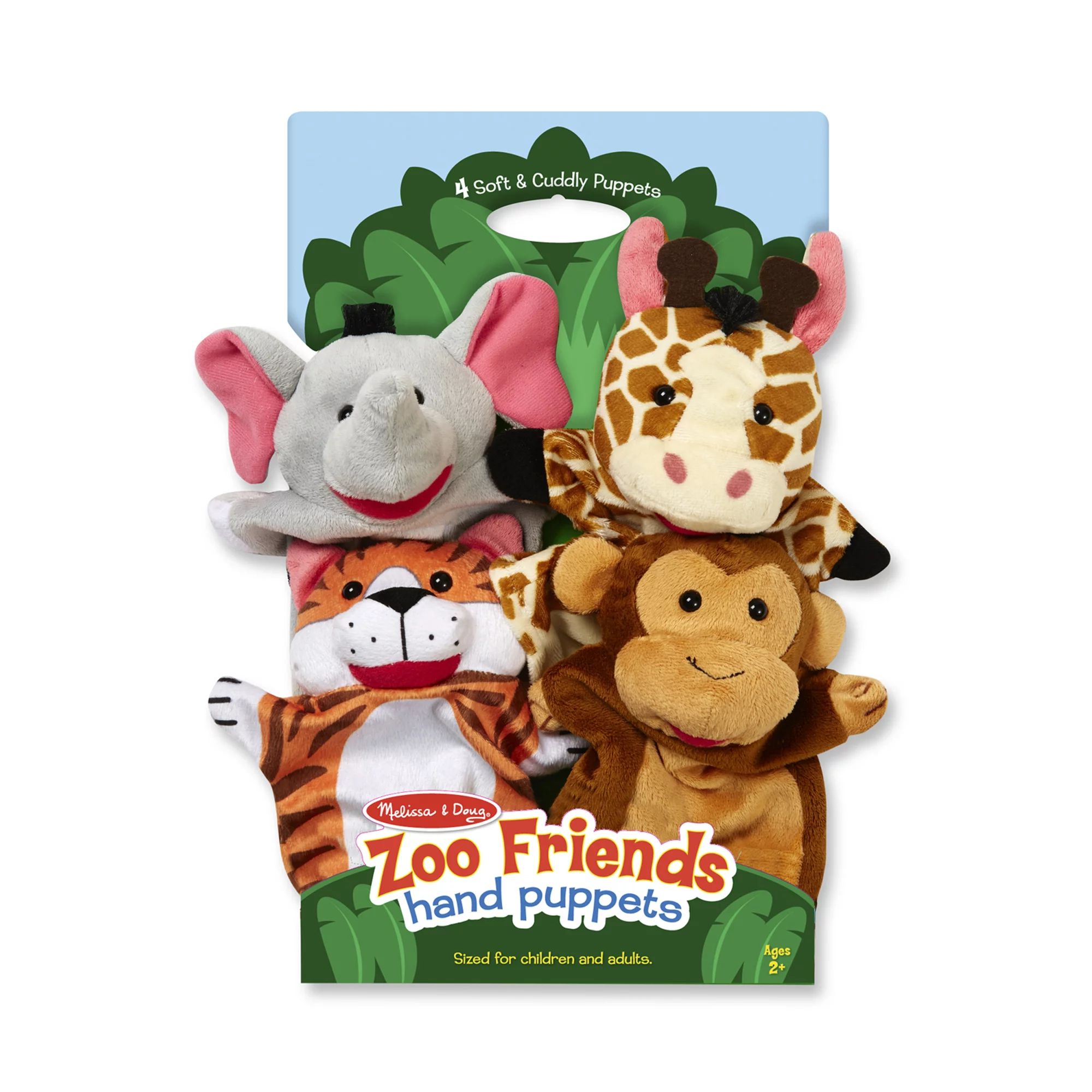 Melissa & Doug Zoo Friends Hand Puppets (Set of 4) - Elephant, Giraffe, Tiger, and Monkey - Walma... | Walmart (US)