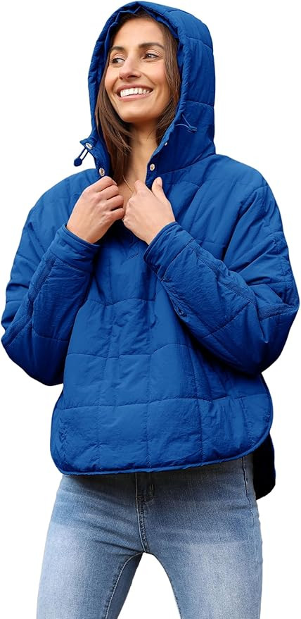 Bianstore Women's Oversized Puffer Jacket Lightweight Pullover Hoodies Winter Padded Coat Tops | Amazon (US)