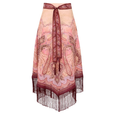 ZIMMERMANN Sundance Fringe Midi Skirt Fuchsia Tapestry Size 0 | ZIMMERMANN (US, CA, EU, MENA)