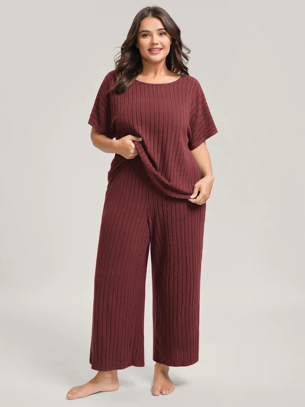 Stretchy Pit Strip Solid Loungewear Set | Bloomchic