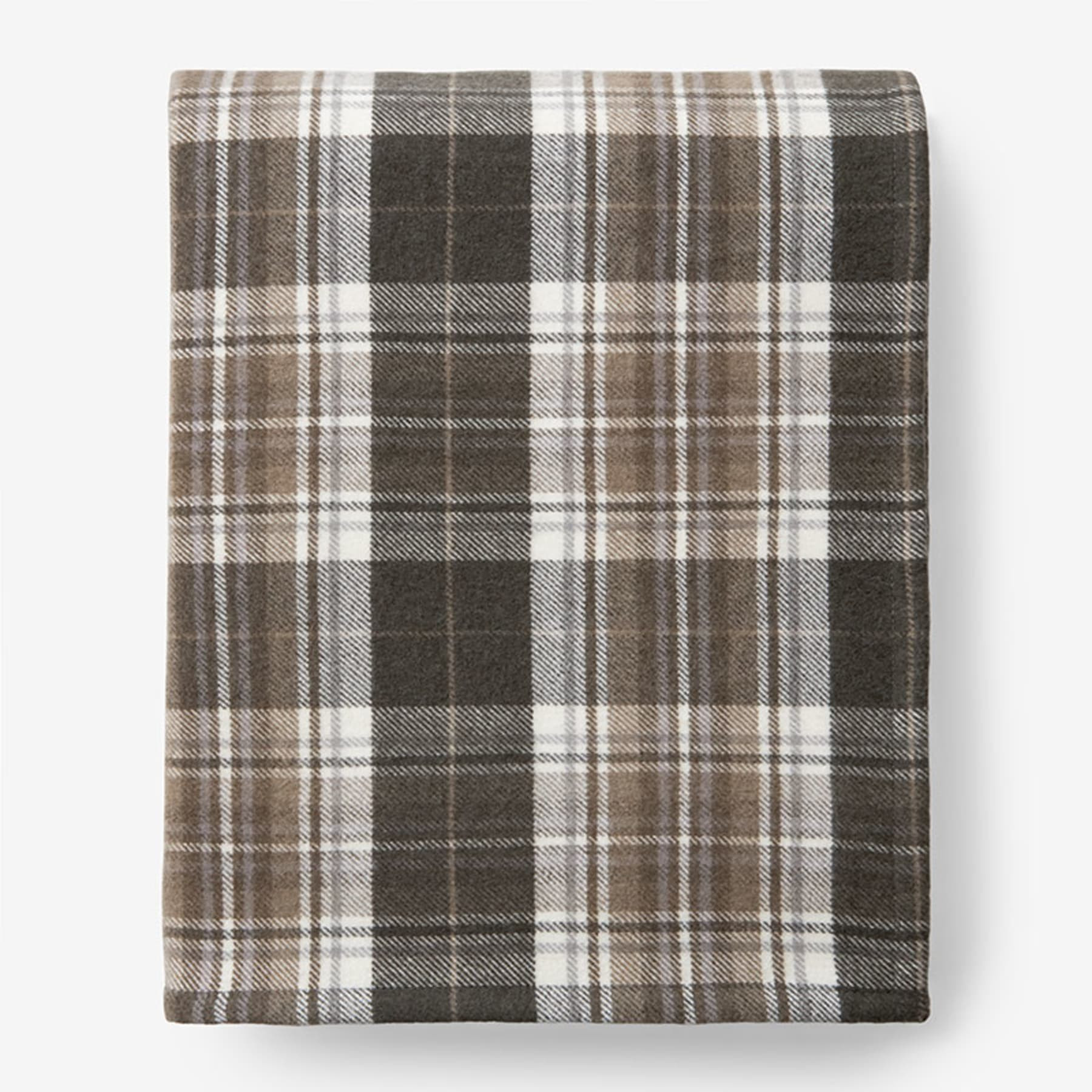 Lambswool Yarn-Dyed Plaid Blanket - Brown Plaid, Full/Queen | The Company Store