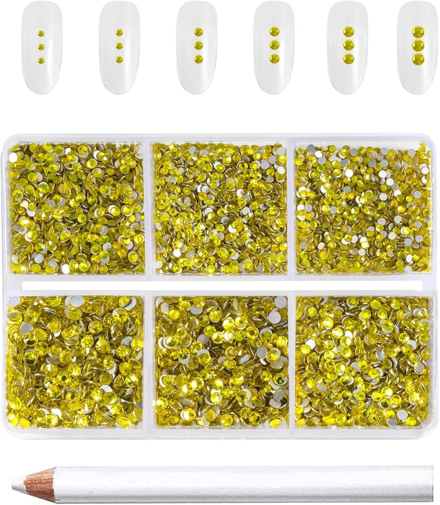 Beadsland 7200pcs Flatback Rhinestones,Yellow Rhinestones Nail Gems Round Crystal Rhinestones for... | Amazon (US)