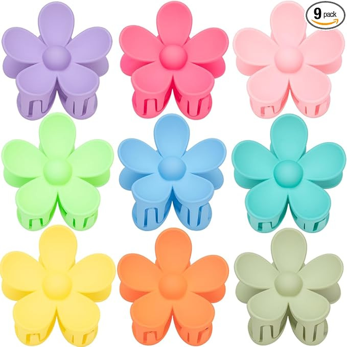 Flower Hair Clips for Women - 9 PCS Matte Claw Clips With Strong Hold for Thick and Thin Hair - N... | Amazon (US)