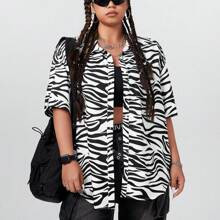 Womens Plus Size Zebra Print Shirt | SHEIN