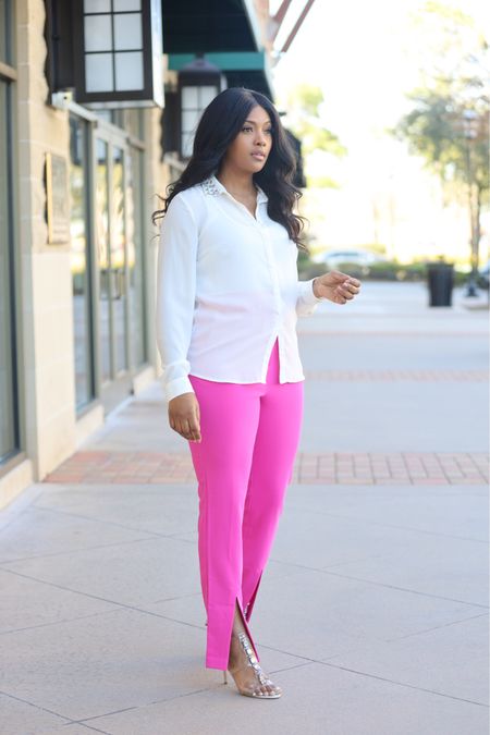 Pink pants! Valentine’s Day look. Work look! Trousers. Slacks! Dressy look. 

#LTKSpringSale #LTKover40 #LTKworkwear