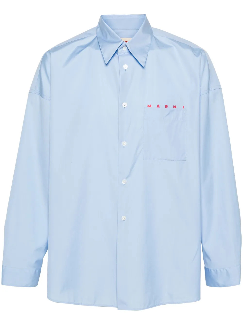 Marni logo-print Cotton Shirt | Blue | FARFETCH | Farfetch Global