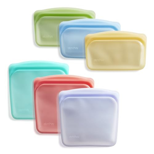 Stasher Premium Silicone Reusable Food Storage Bags, 6-Pack, Multi | Multi-Use Food Storage Bags, Lunch Bag, Travel Containers | BPA Free, Leak-free, Dishwasher-Safe, Eco-friendly | Amazon (US)