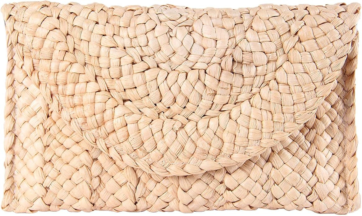 KUANG! Womens Straw Clutch Purse Handbag Shoulder Clutch Envelope Wallet Beach Straw Purse for La... | Amazon (US)