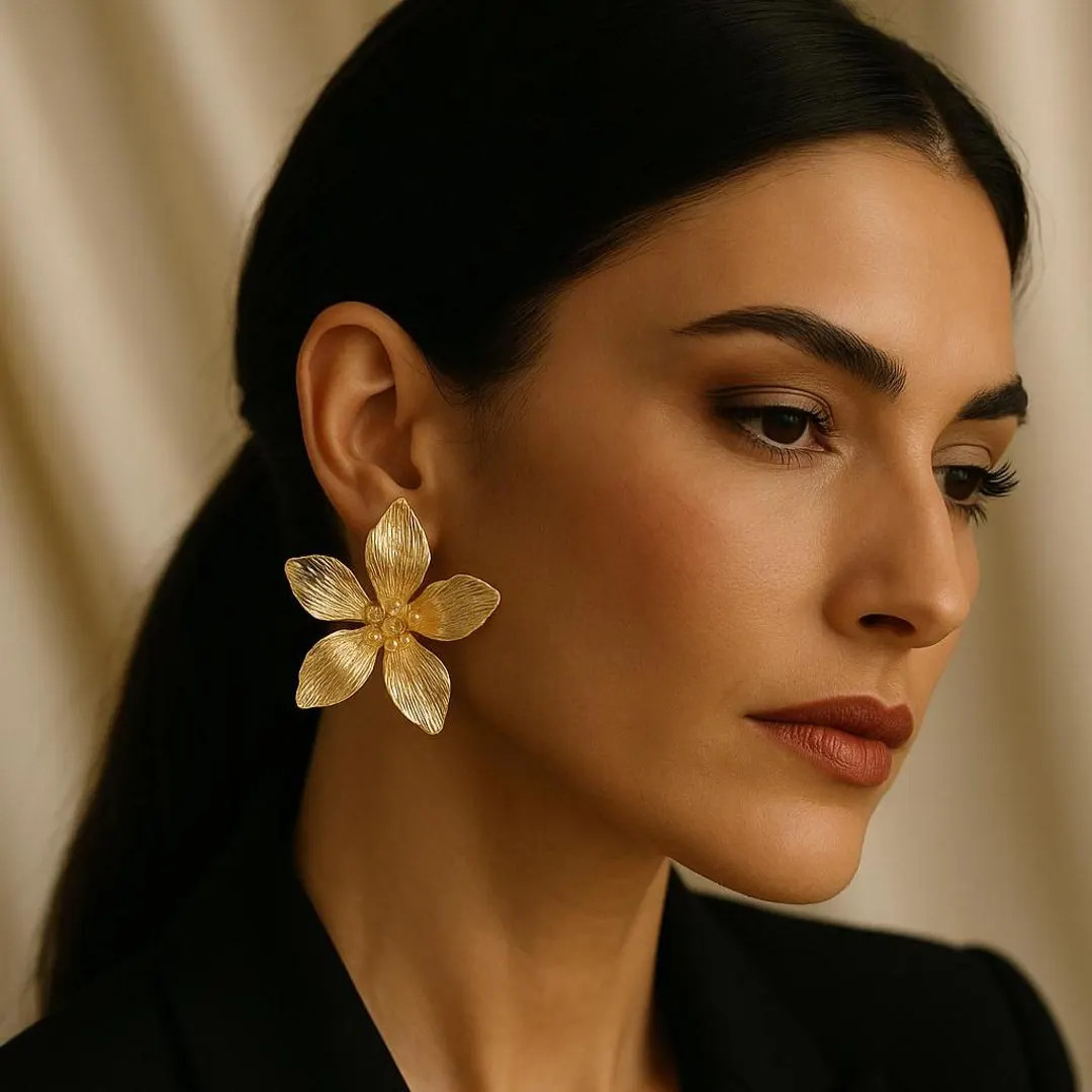 Gold Flower Statement Earrings Bold Floral Earrings Oversized Earrings,lightweight Jewelry, Gift ... | Etsy (US)