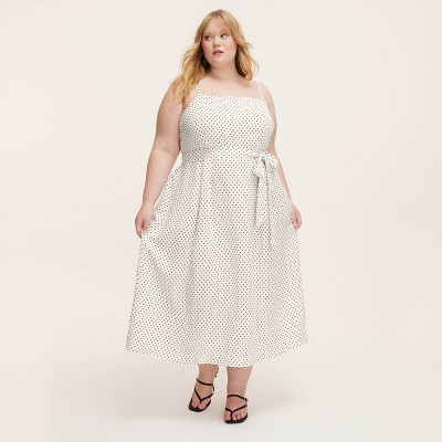 Women's Mini Polka Dot Tie-Waist Midi Dress - kate spade new york x Target Cream/Black XXL | Target