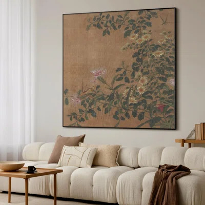 Extra Large Wall Art Fabric Print - Vintage Botanical Flowers and Insects Artwork Decor for Living Room or Bedroom - "Frame Assembly Required (Unfinis | Wayfair North America