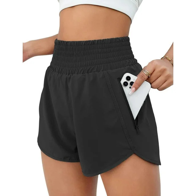 Rosvigor Womens Athletic Shorts High Waisted Running Shorts Gym Workout Shorts with Pockets | Walmart (US)