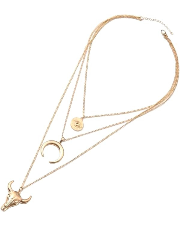 Women's Vintage Western Layered Necklaces Evil Eye Bull Head Crescent Moon Layered Necklace Boho ... | Amazon (US)
