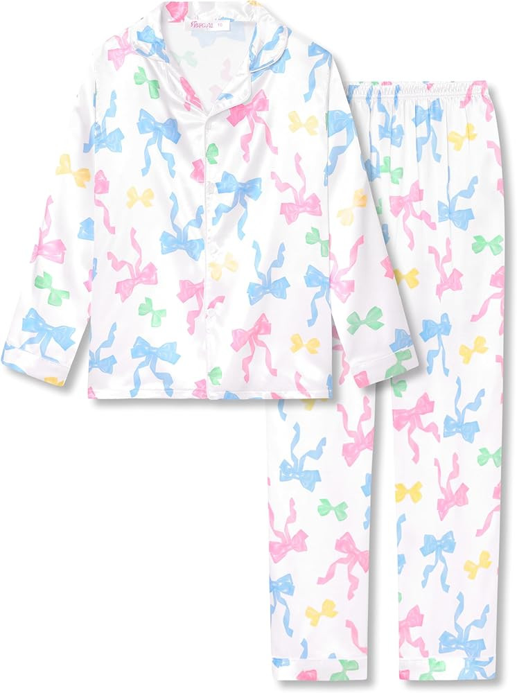 Topgal Satin Pajamas for Girls \u2013 Coat Style Unicorn Long Sleeve Silky Button Down PJ Set Siz... | Amazon (US)