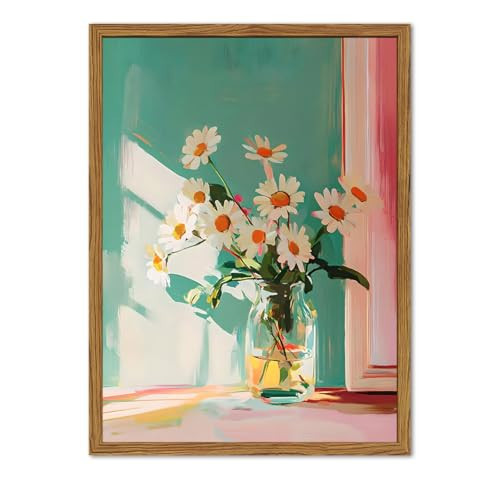 Framed Moody Floral Canvas Wall Art, Vintage Daisy Flower Pictures Wall Decor, Rustic Wildflower Paintings Prints Cottagecore Home Decor for Living Room Bedroom Bathroom 16x24 inch | Amazon (US)