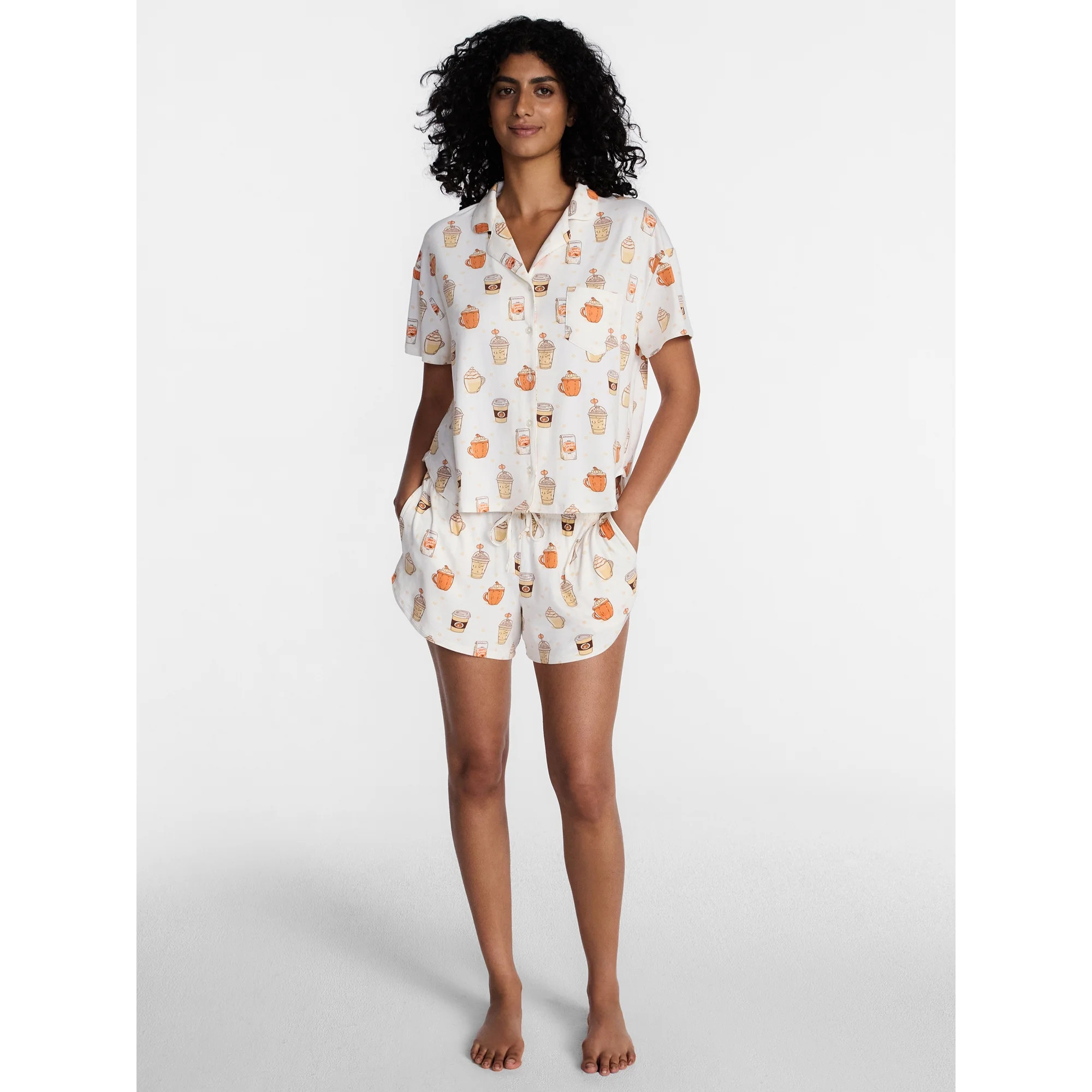 Halloween Women's Notched Top and Shorts Pajama Set from Way to Celebrate, 2-Piece, Sizes XS-3X | Walmart (US)
