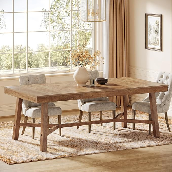 Tribesigns 70.9-Inch Farmhouse Dining Table for 6-8, Large Rectangle Kitchen Table with Reinforce... | Amazon (US)