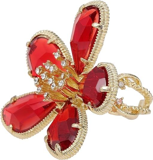 AIKAITUO Large Flower Crystal Ring, Crystal Petal Ring, Size Adjustable, Fashion Ladies Must | Amazon (US)