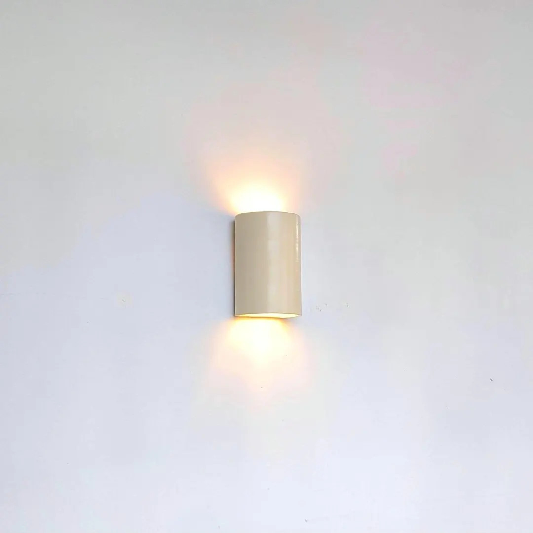 Wall light handamde ceramic sconce minimalist beige | cylinder wall lamp smooth texture | wall sc... | Etsy (Global)