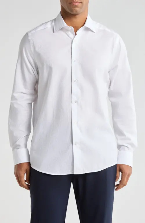 Jack Victor Cotton Jacquard Button-Up Shirt in White at Nordstrom, Size Xx-Large | Nordstrom