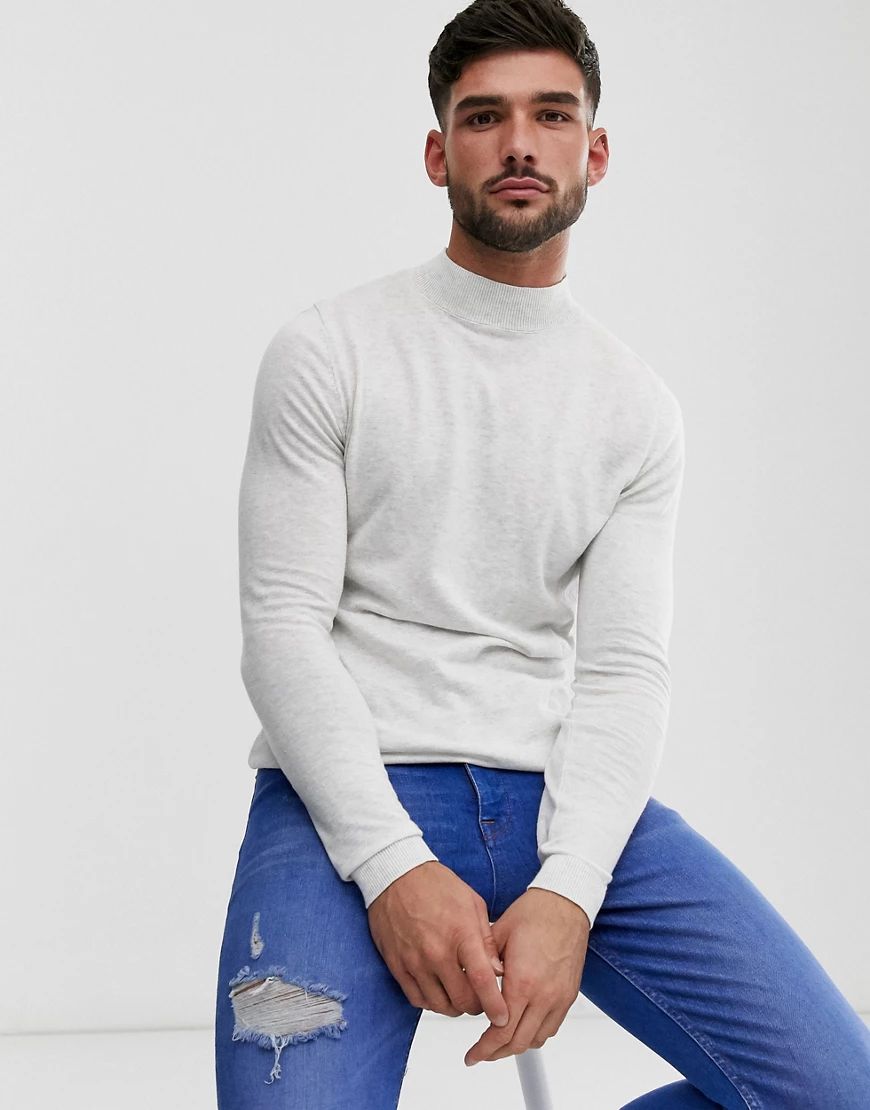 ASOS DESIGN cotton turtleneck sweater in white | ASOS (Global)
