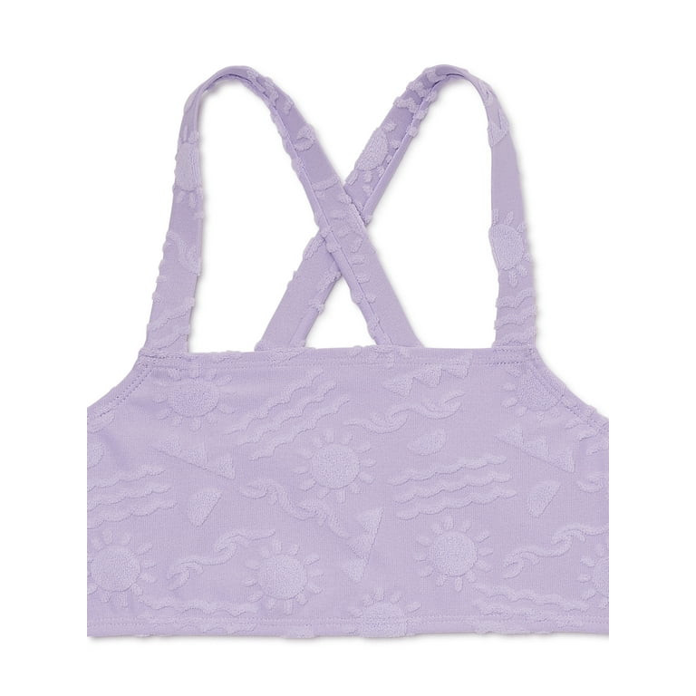 Wonder Nation Girls Terrycloth Cross-Back Bikini Swimsuit with UPF 50, Sizes 4-16 | Walmart (US)