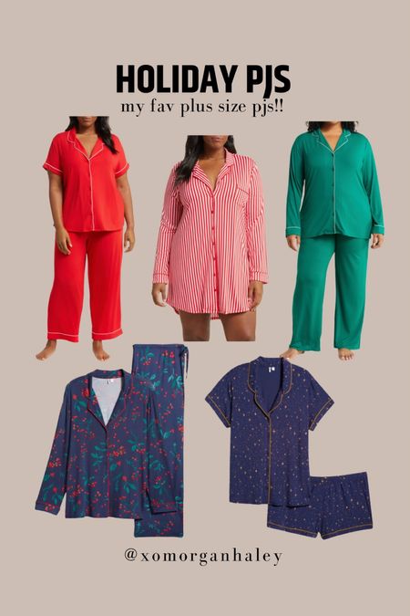 Super soft plus size holiday pjs!!! My FAV pjs now available in holiday colors/prints & patterns!! I do a 1X in the shorts set/dress and 2X in the pants sets! 

#LTKfindsunder100 #LTKHoliday #LTKplussize
