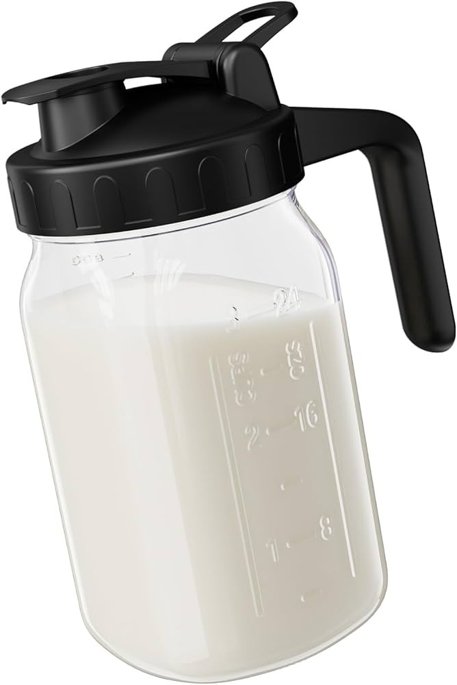 Breast Milk Pitcher Jug - 32 oz Glass Mason Jar Airtight Pitcher with Pour Spout Handle for Breas... | Amazon (US)