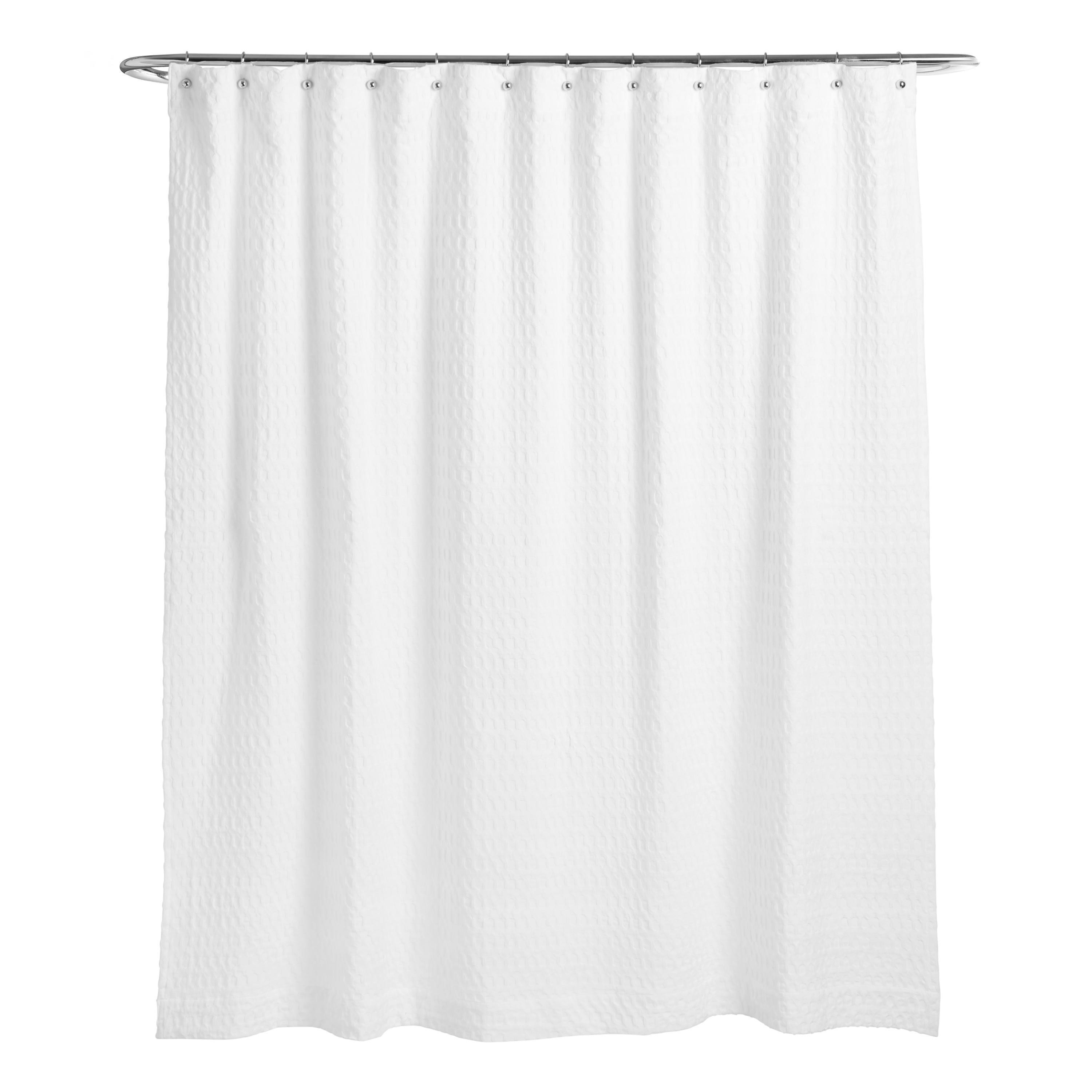 White Waffle Wide Weave Shower Curtain | World Market