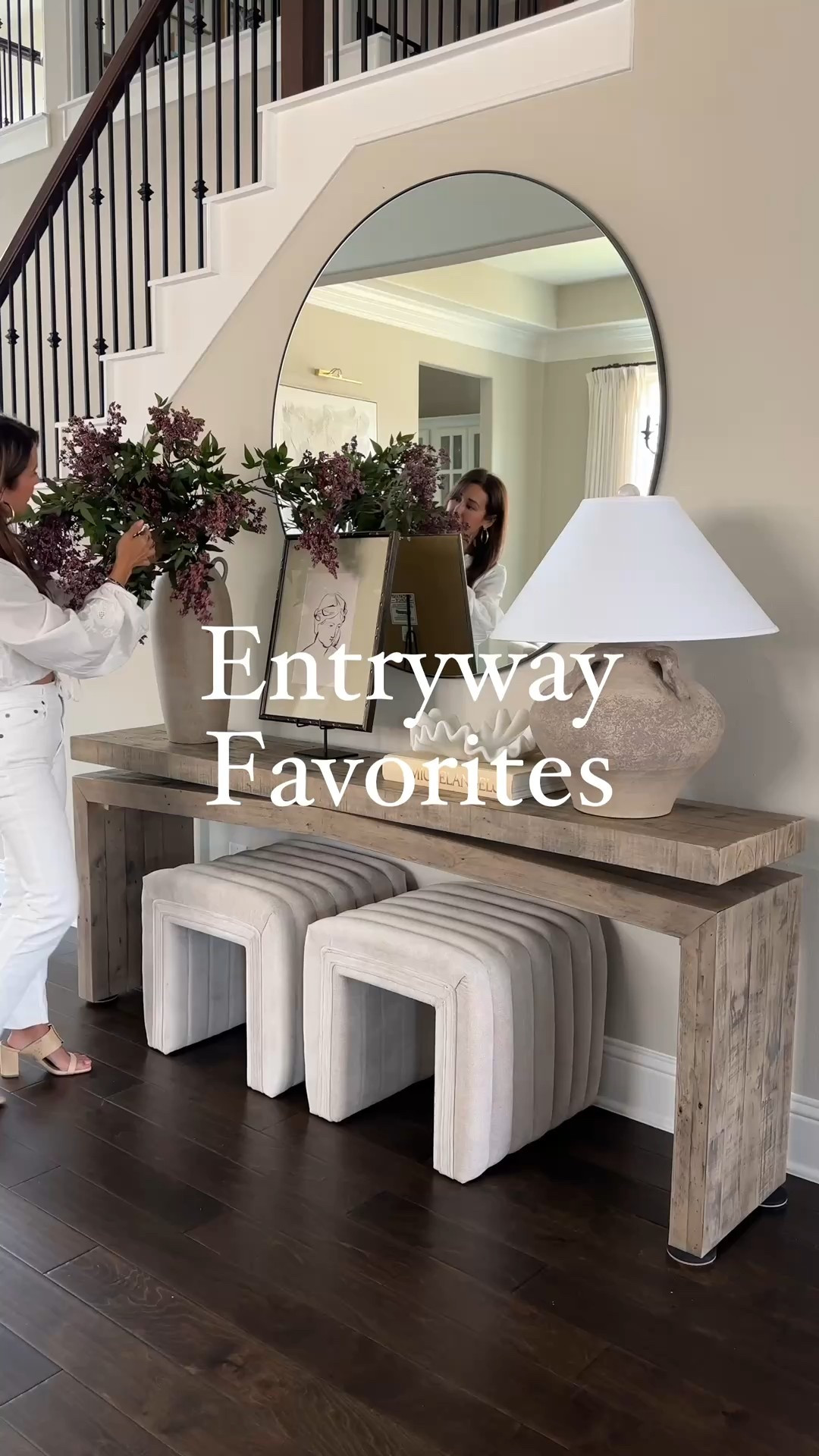 Entryway refresh with a few of my forever favorites 🤍 This console table anchors the space, the oversized berry stems add the perfect seasonal texture, and this sculptural stool + ruffled bowl bring in that high-end, designer look for less. These are the pieces that instantly make your entry feel styled, warm, and elevated the moment you walk in. Linking all my neutral, modern-organic entryway decor staples ✨


entryway decor, neutral entryway styling, modern organic home, console table styling, foyer decor ideas, designer look for less, Amazon home finds, Target home decor, Studio McGee inspired, McGee & Co style, Amber Interiors inspired, textured decor, ceramic bowl decor, decorative stool, oversized stems, seasonal entryway, high end home decor affordable, beige white gray home, curated entryway essentials

#LTKHome #LTKSeasonal