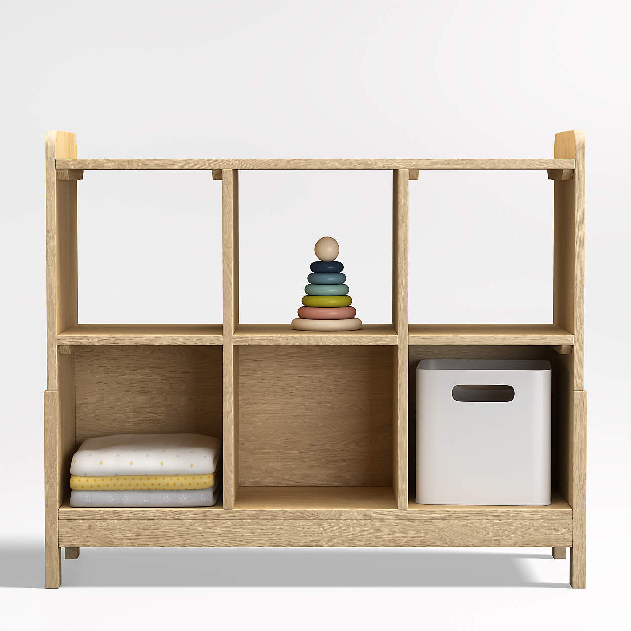 Rue Natural Wood 6-Cube Low Kids Bookcase | Crate & Kids | Crate & Barrel