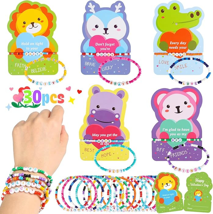 FUSPWEAO Valentines Day Cards for Kids School, 30PCS Valentines Cards for Kids Classroom with Fri... | Amazon (US)