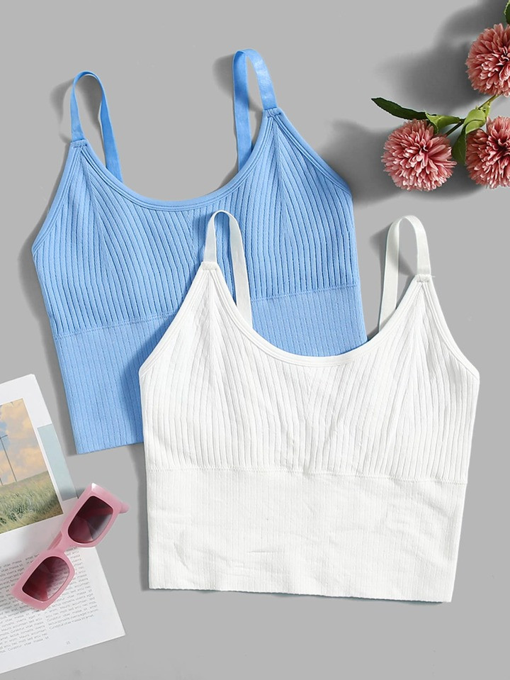 2pcs Seamless Ribbed Knit Sports Tank Top | SHEIN