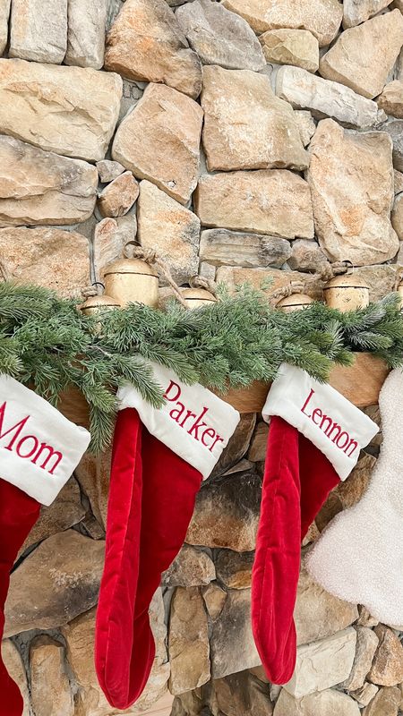 Christmas will be here before we know it! #christmasstockings #christmasmantle #christmasgarland #christmas #garland #stockings #bells #christmasbells

#LTKhome #LTKHoliday #LTKSeasonal