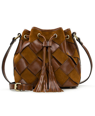 Bellona Small Leather Weave Drawstring Bag | Macy's