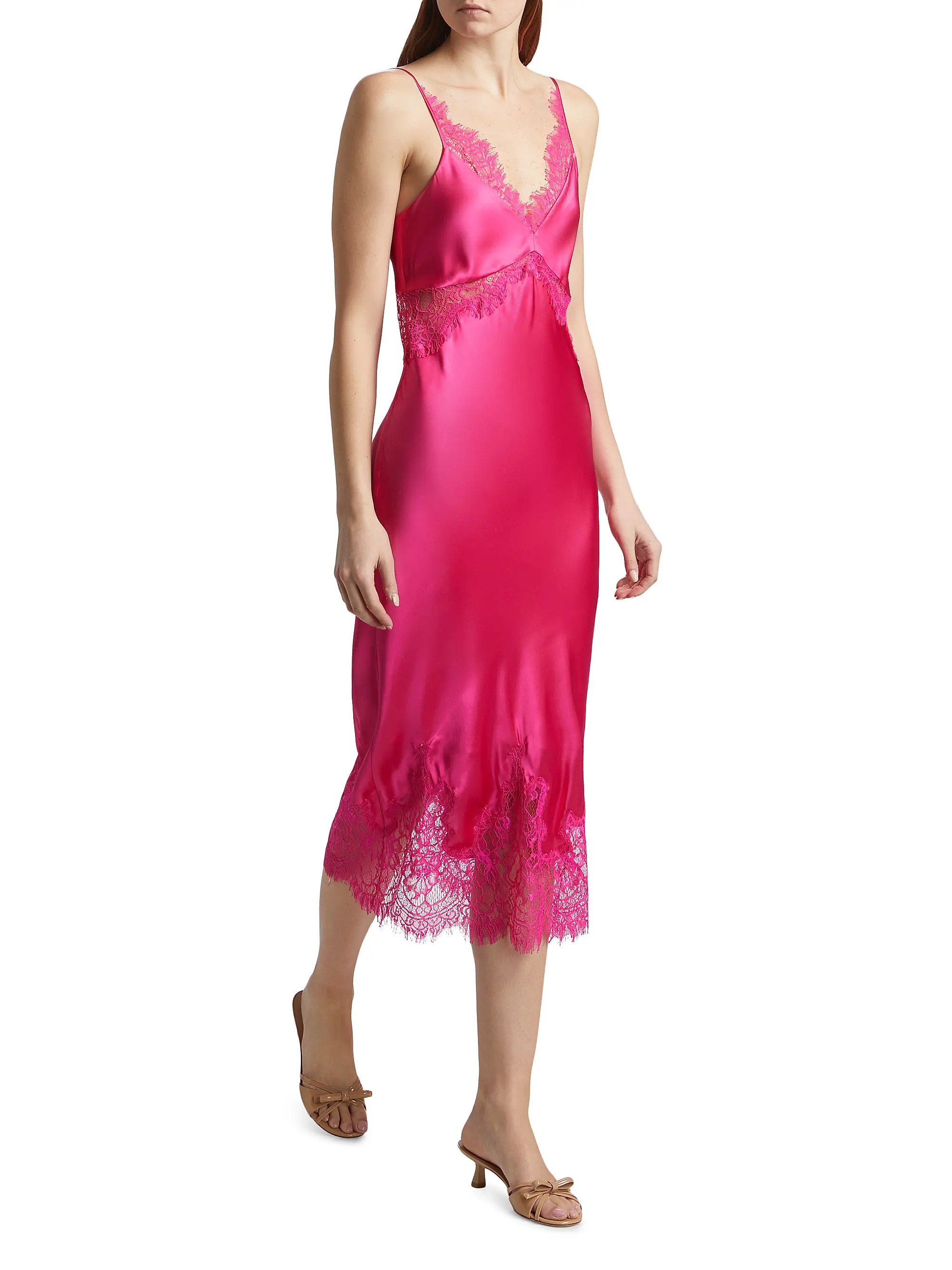 Scotly Lace-Trim Midi-Slipdress | Saks Fifth Avenue