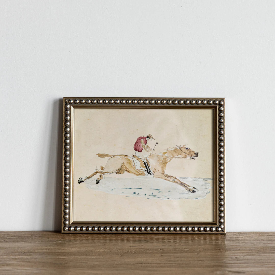 Vintage Jockey and Horse Beaded Framed Art | By Luxe B Co. | luxe bCO