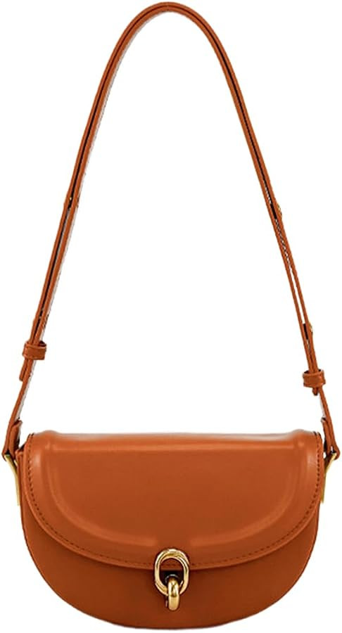 Women Saddle Shoulder Bag Vegan Leather Underarm Handbag Trendy Leather Crossbody Bag Retro Satch... | Amazon (US)