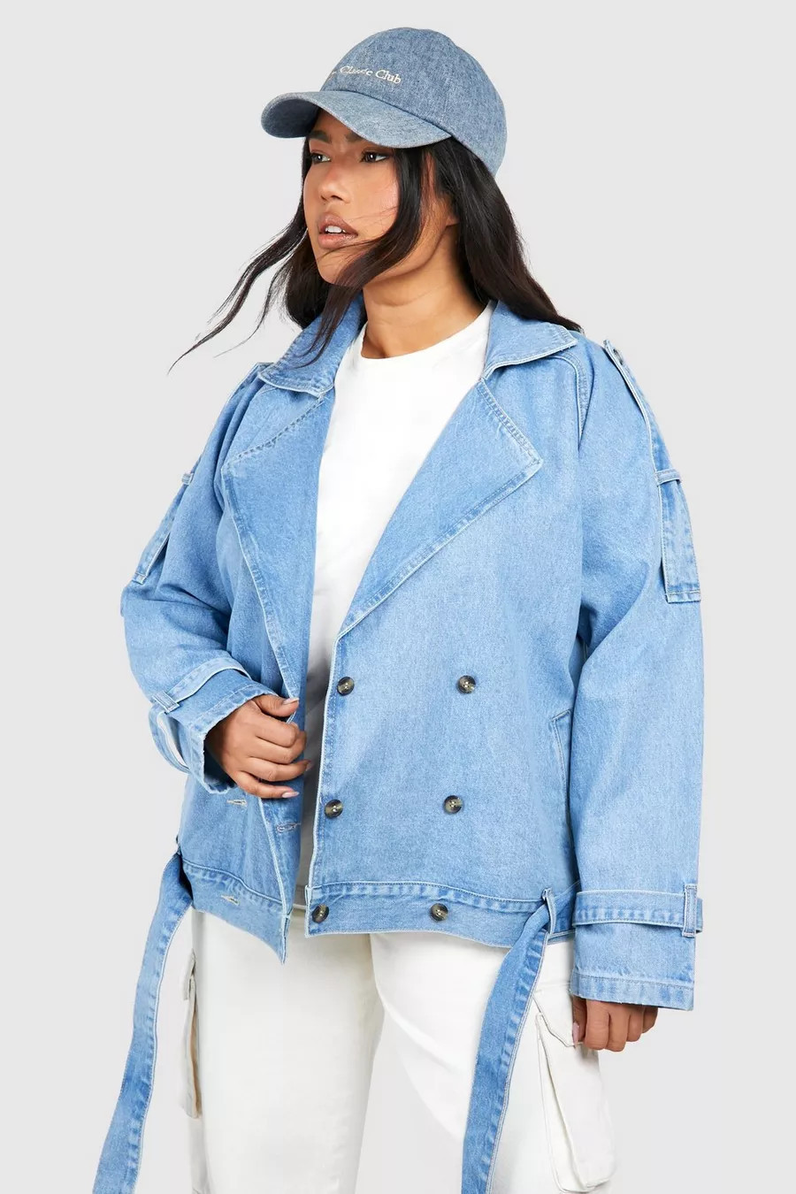 Plus Denim Oversized Moto Jacket | boohoo (US & Canada)